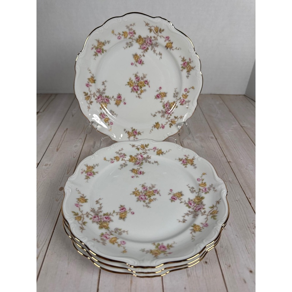 Johann Haviland Michele Salad Plates Set of 4 Bavaria Germany 7.75" Gold